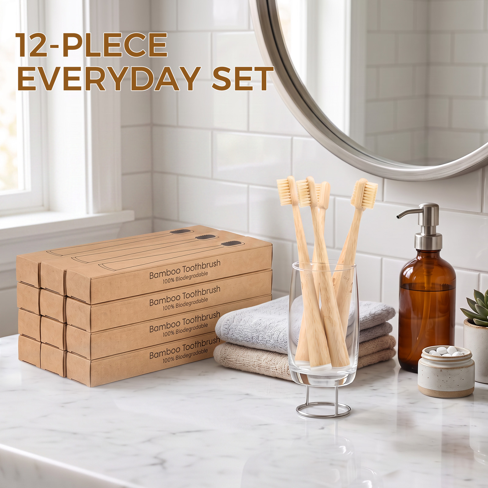 12Pcs Natural Bamboo Toothbrus - Bamboo Toothbrush ulasan dan harga
