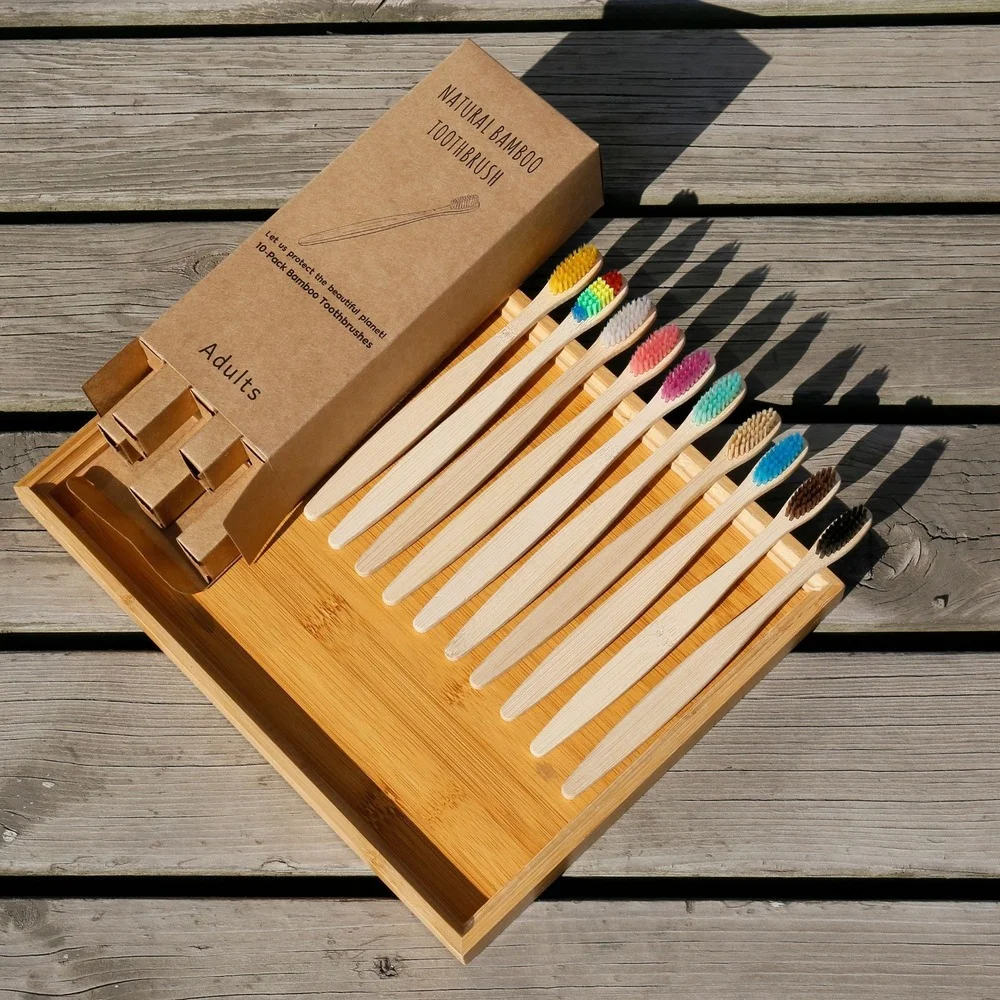 10PCS Colorful Toothbrush Natu - Bamboo Toothbrush ulasan dan harga