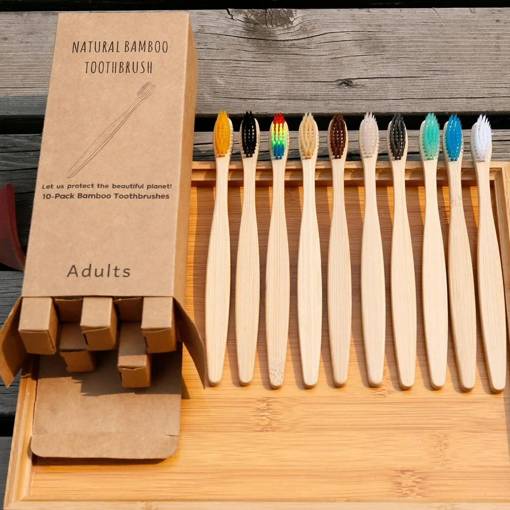 10PCS Colorful Toothbrush Natu - Bamboo Toothbrush ulasan dan harga