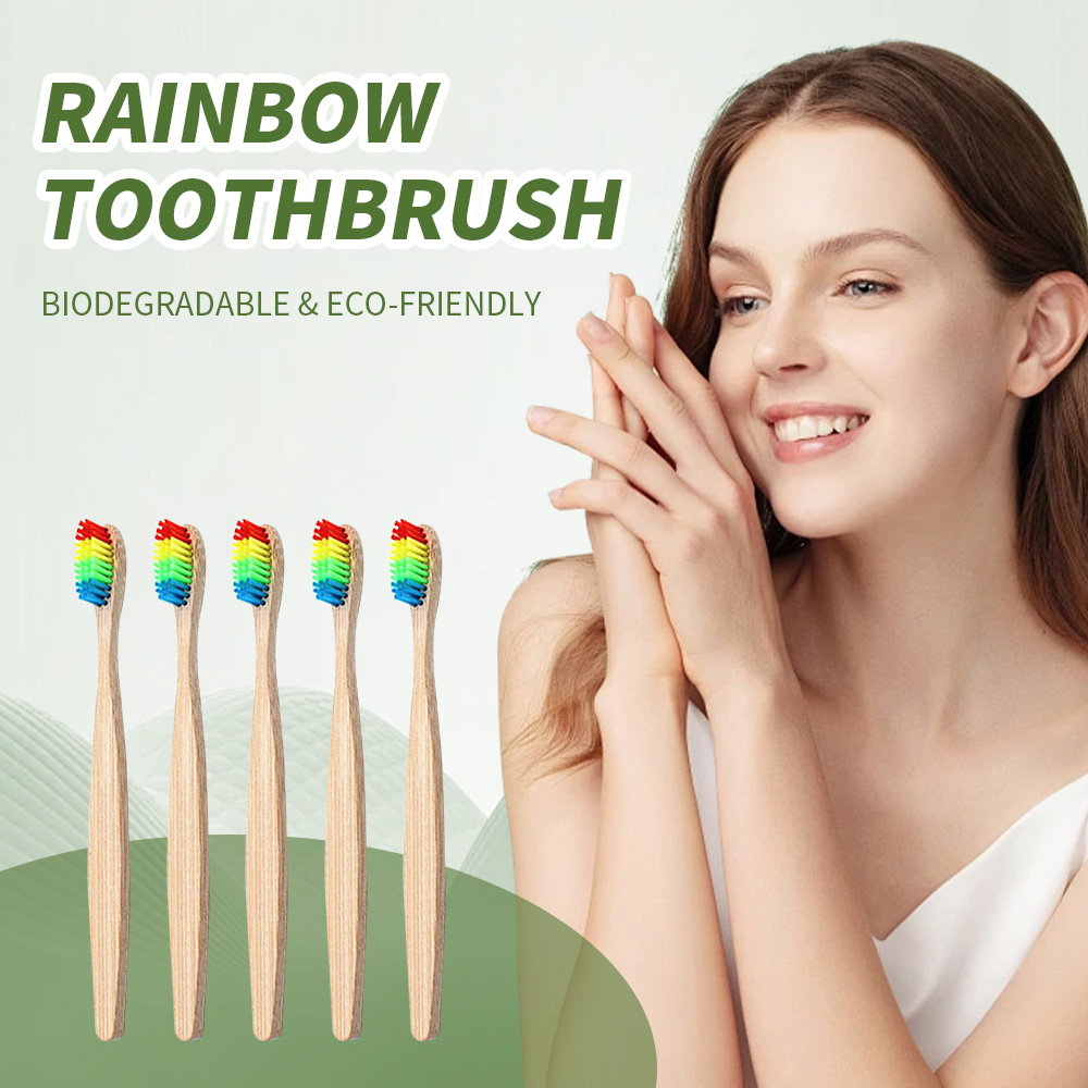 10 Pack Rainbow Bamboo Toothbr - Bamboo Toothbrush ulasan dan harga