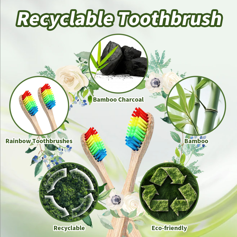 10 Pack Rainbow Bamboo Toothbr - Bamboo Toothbrush ulasan dan harga