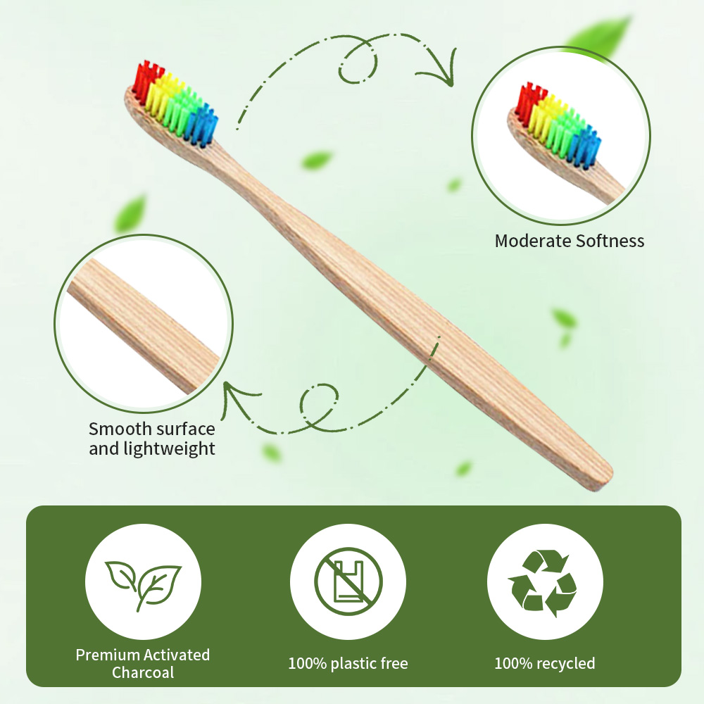 10 Pack Rainbow Bamboo Toothbr - Bamboo Toothbrush ulasan dan harga