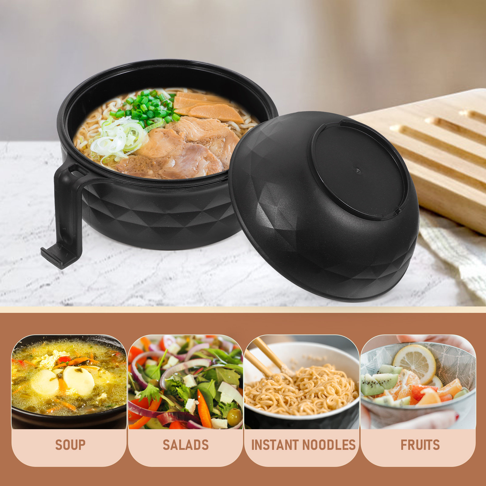 1Set Wheat Straw Food Bowl Set - Reusable Straw ulasan dan harga
