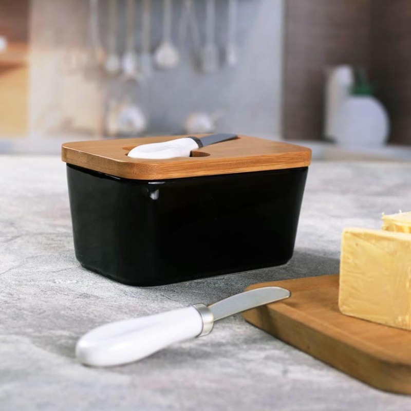 Simple Ceramic Butter Dish wit - Bamboo Cutlery ulasan dan harga