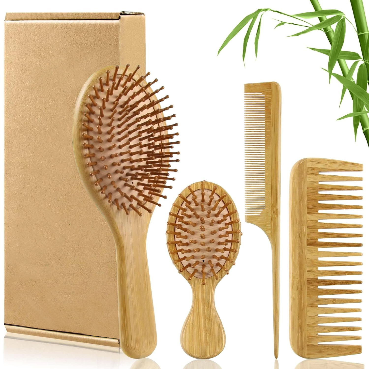 Bamboo Hair Brush Comb Set for - Bamboo Toothbrush ulasan dan harga